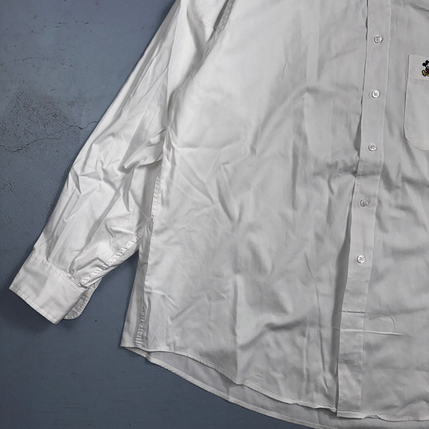 Disney Fashions Pure White VTG Pinpoint Oxford Button Dress Shirt Mens 17