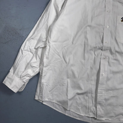 Disney Fashions Pure White VTG Pinpoint Oxford Button Dress Shirt Mens 17