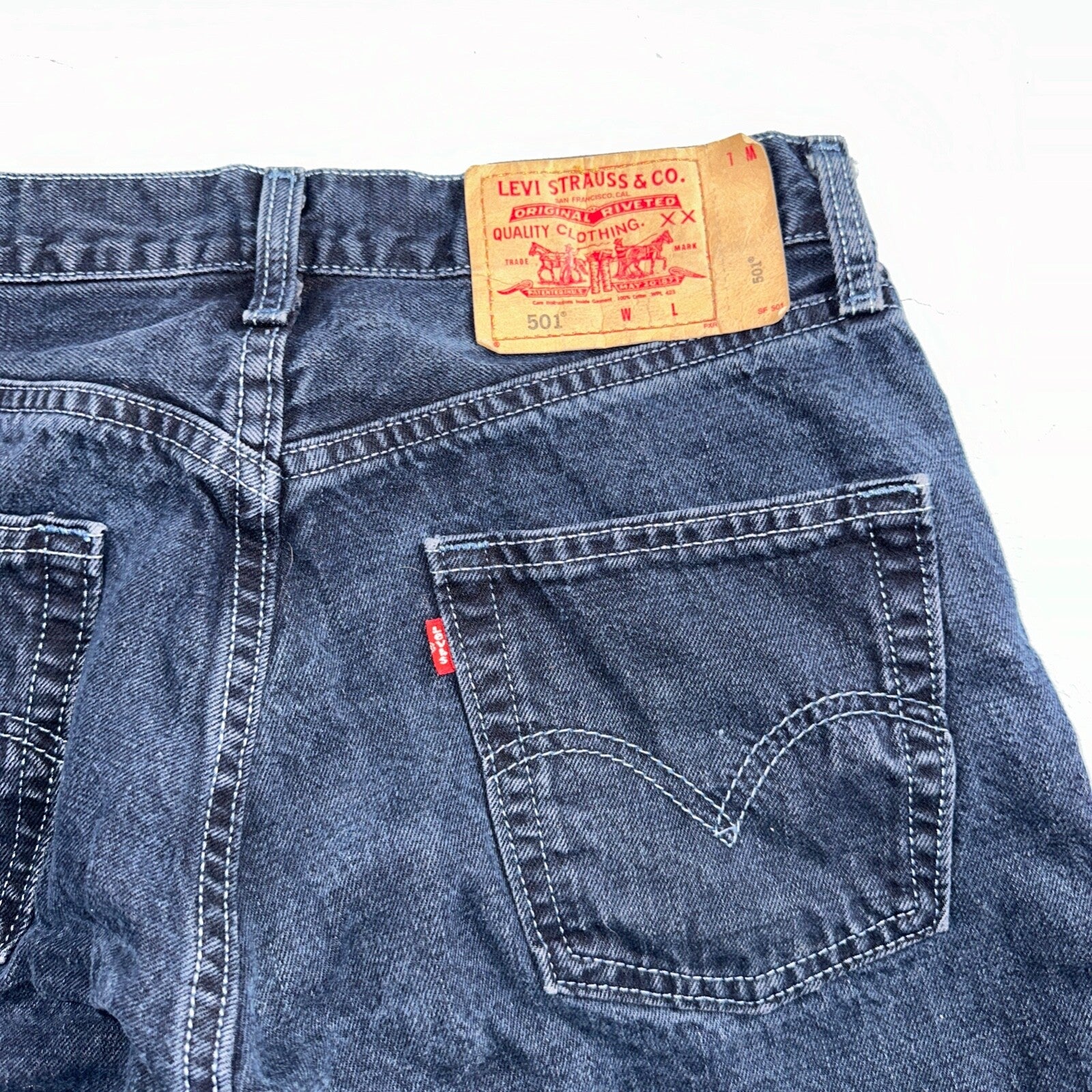 Levis 501 Vintage 90s Mexico Straight Leg Jeans 30x32 Y2K Dark Wash Act 28x32