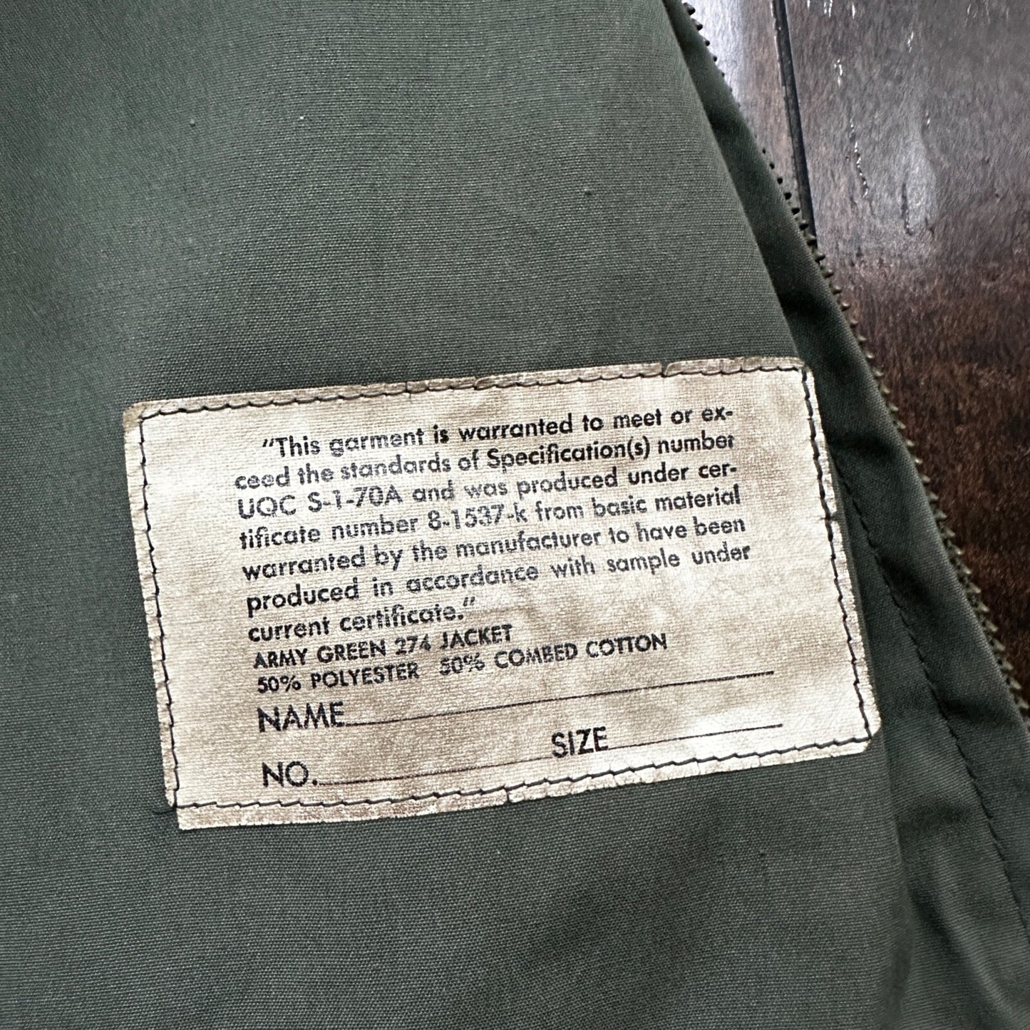 VTG 1960s AG-274 Military Green Water Repellent Jacket 42R Gabardine Rockabilly