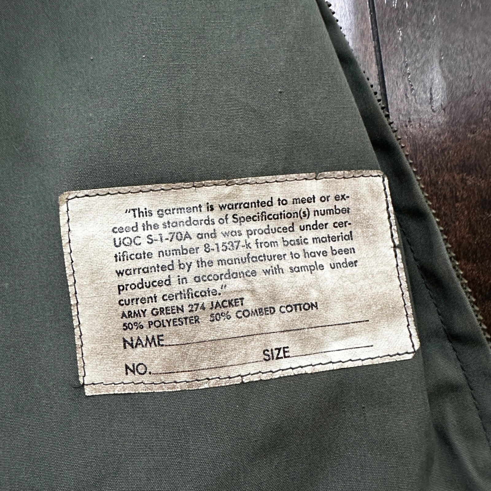 VTG 1960s AG-274 Military Green Water Repellent Jacket 42R Gabardine Rockabilly