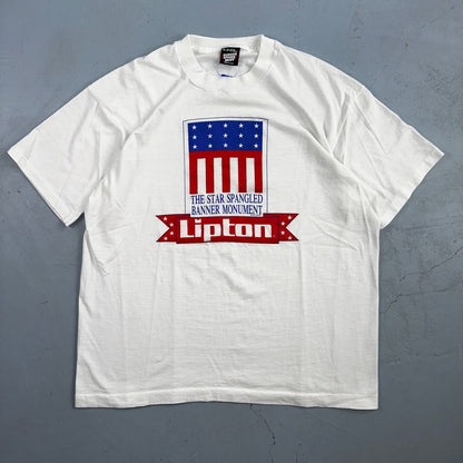 Lipton Tea VTG T Shirt USA Screen Stars America Banner Americana Pop Culture