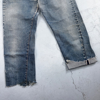 Levis 501 Vintage 80s Redline Selvedge USA XX Jeans Light Wash Capri Act 30x25