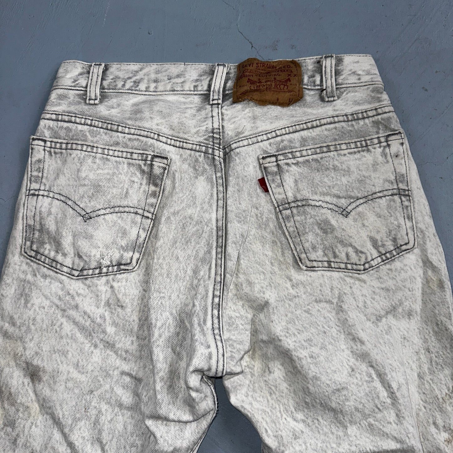 Levis 501 Vintage 80s USA XX Straight Leg Jeans Gray Acid Wash 29x36 Act 28x34
