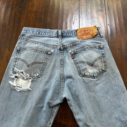 Levis 501 Vintage 90s Straight Leg XX Columbia Jeans 33x30 Light Wash Act 30x29
