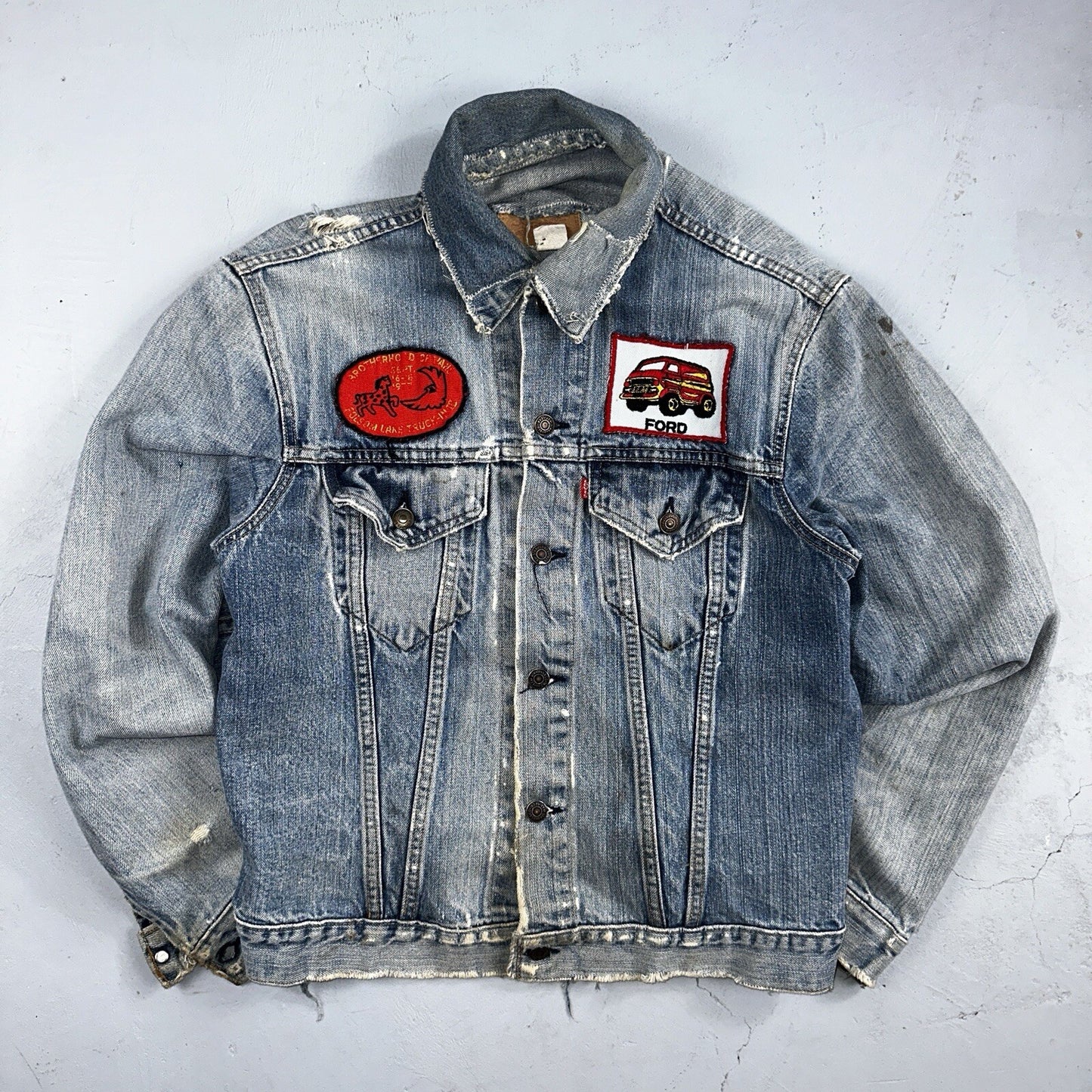 Levis VTG Denim Size 42 Type 3 III Trucker Jean Jacket Thrashed 1970s 70s Patch