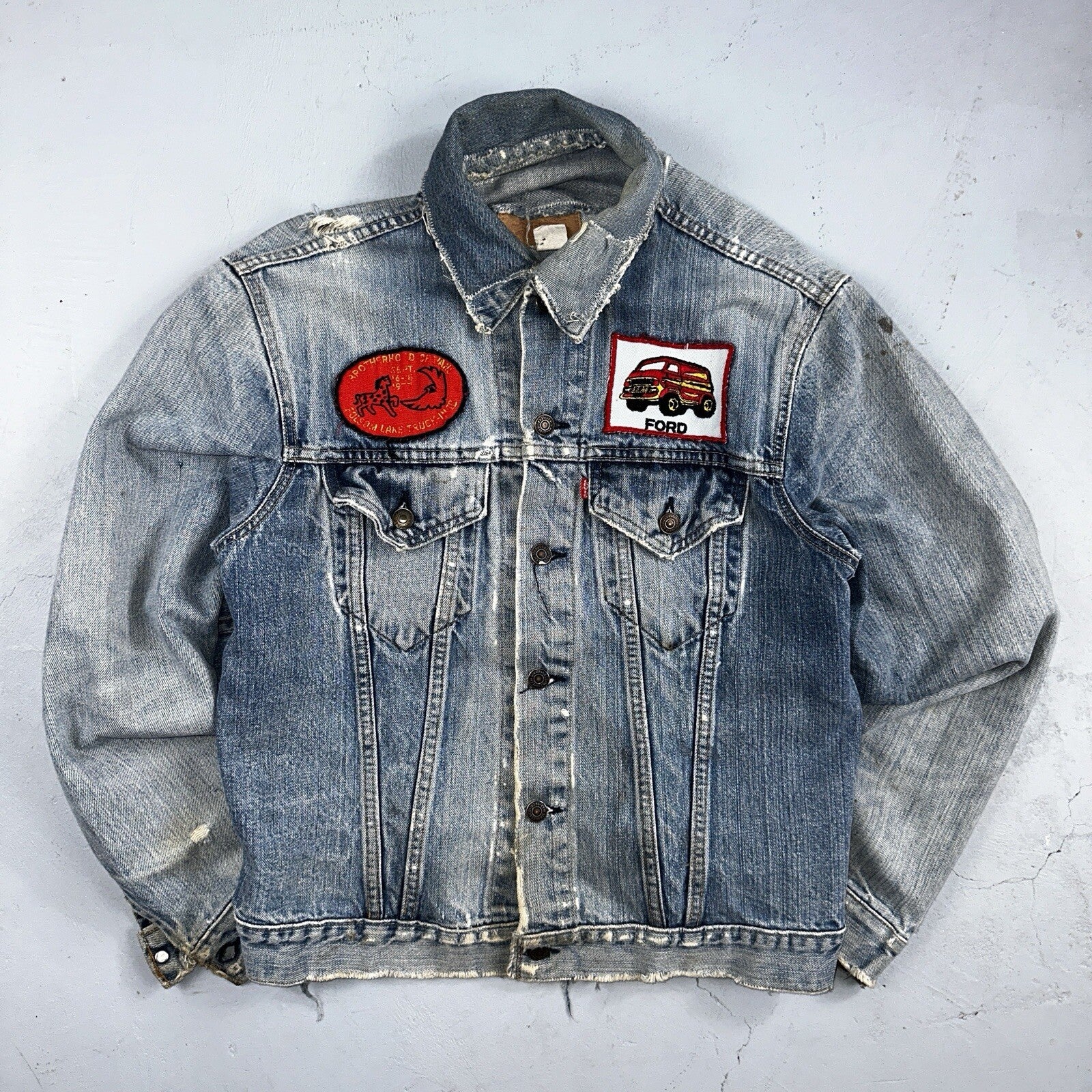 Levis VTG Denim Size 42 Type 3 III Trucker Jean Jacket Thrashed 1970s 70s Patch