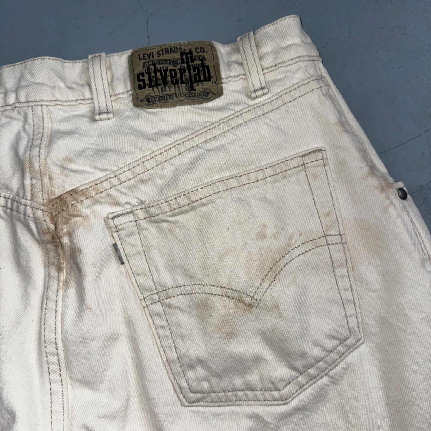 Levis SilverTab Vintage USA 90s Baggy Denim Jeans White Silver 34x30 Act 32x29