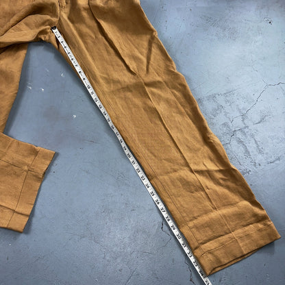 Polo Ralph Lauren 34x34 Brown Linen Pleated High Waist Mens Pants VTG 90s Beige