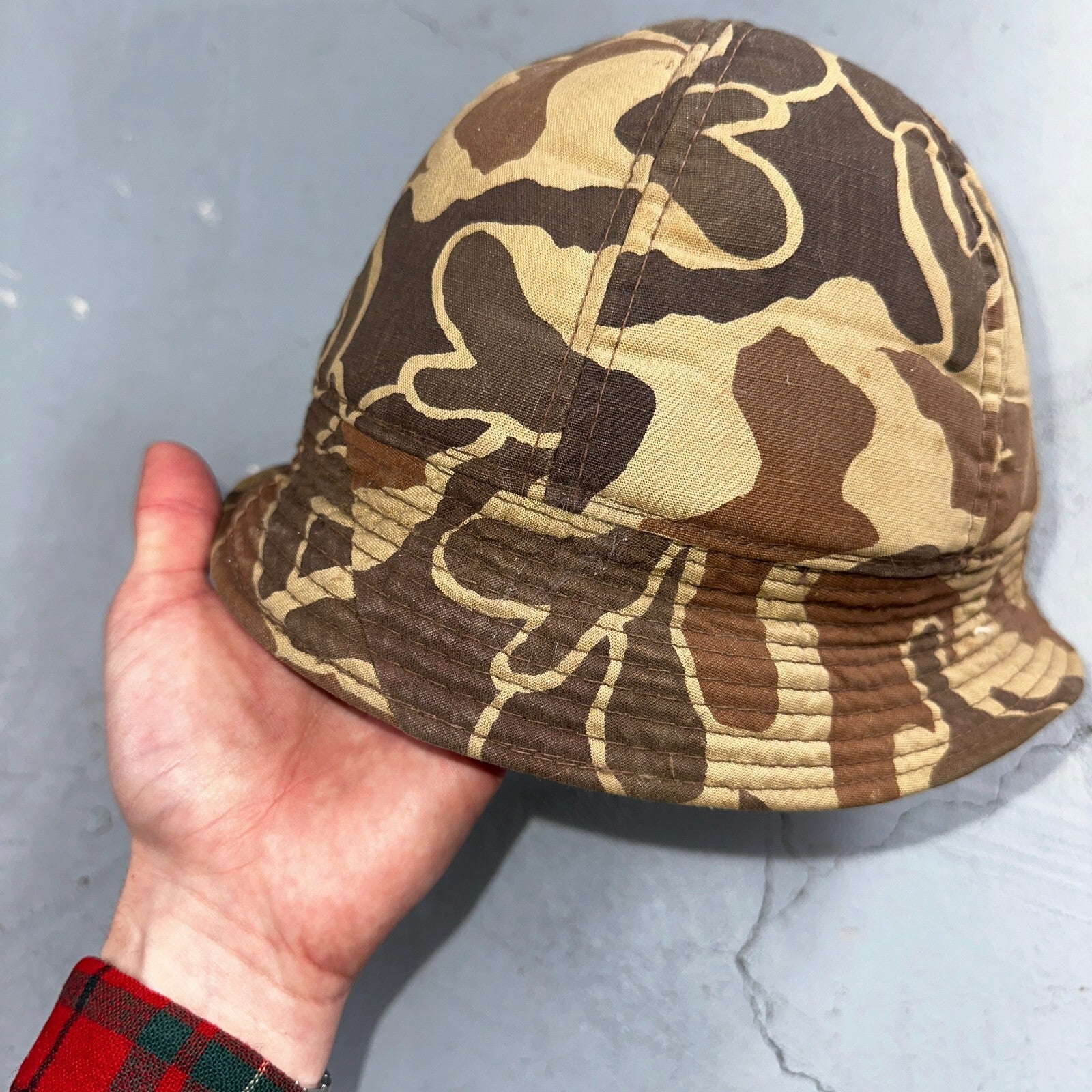Frogskin Hunting 70s Fisherman Vintage Hat Bucket POST WWII Frog Skin USMC Camo