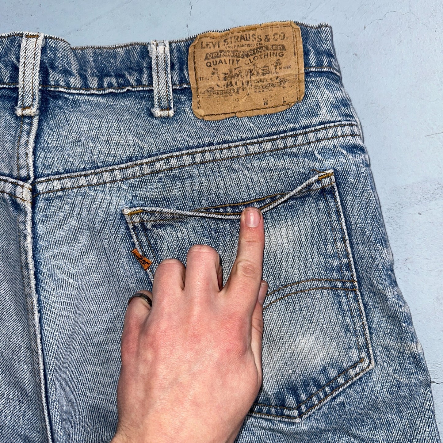 Levis 517 Vintage 80s USA Orange Tab Bootcut Flare Blue Worn Jeans Act 32x27