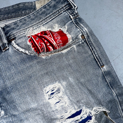 Diesel Larkee Bootcut Stretch Jeans Mens 36x30 Blue Straight 008M2 Whisker Italy