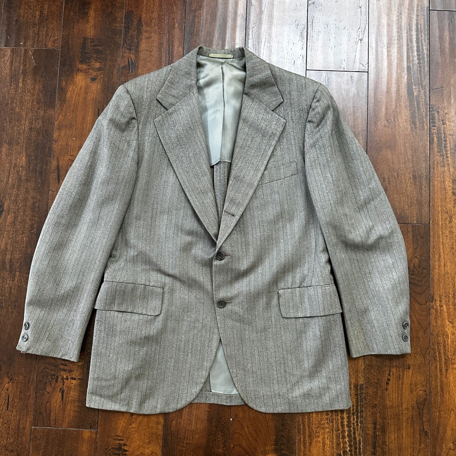 1960s 1970s Brown Striped Sport Jacket VTG Mens Suit 41 33x27 Rockabilly Wool