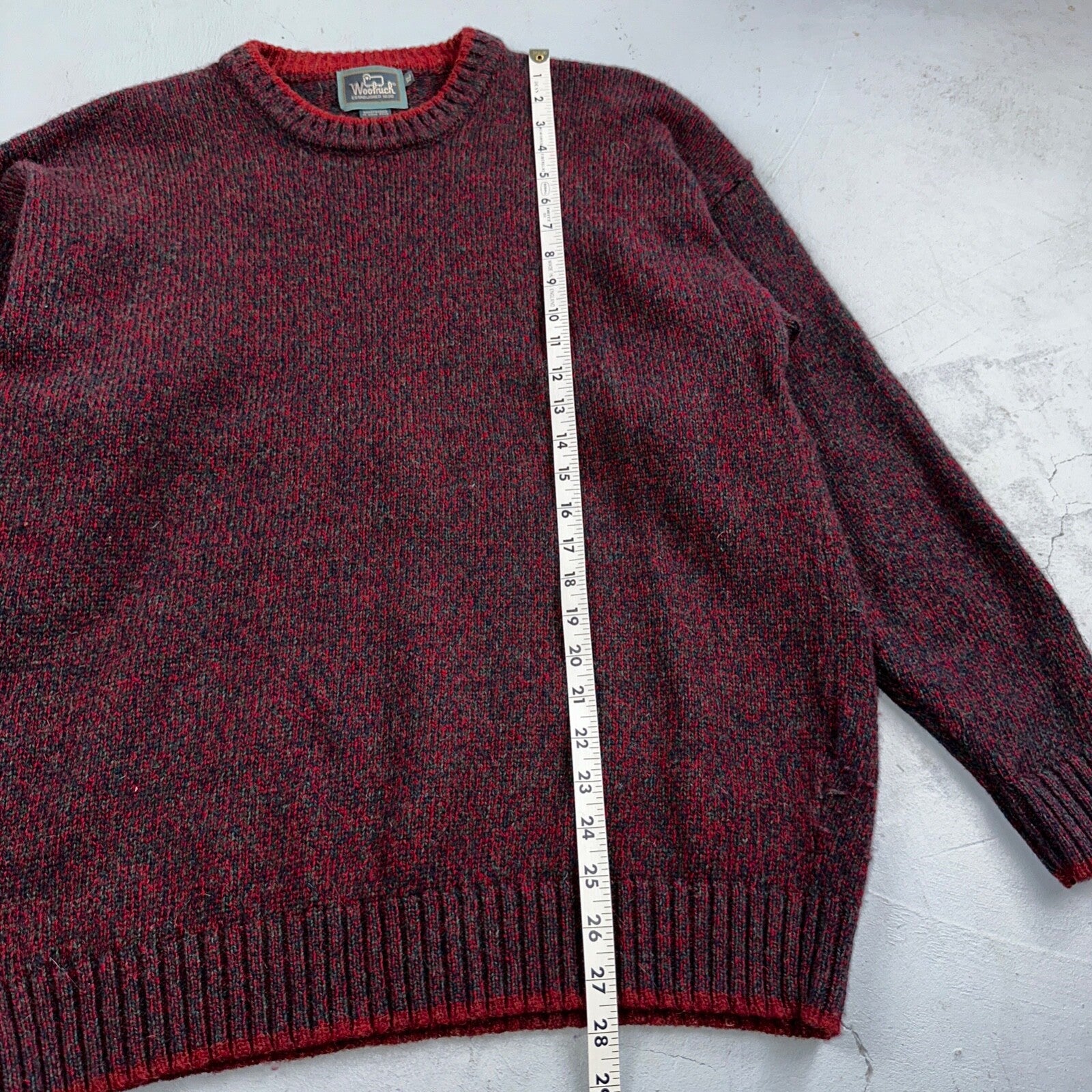 Woolrich Vintage Sweater Men’s XL Red Wool Blend Rag Sweater Chunky Collar 80s