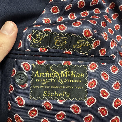 1960s 1970s Navy Oregon Sport Jacket VTG Mens Suit 42 33x33 Rockabilly Classy