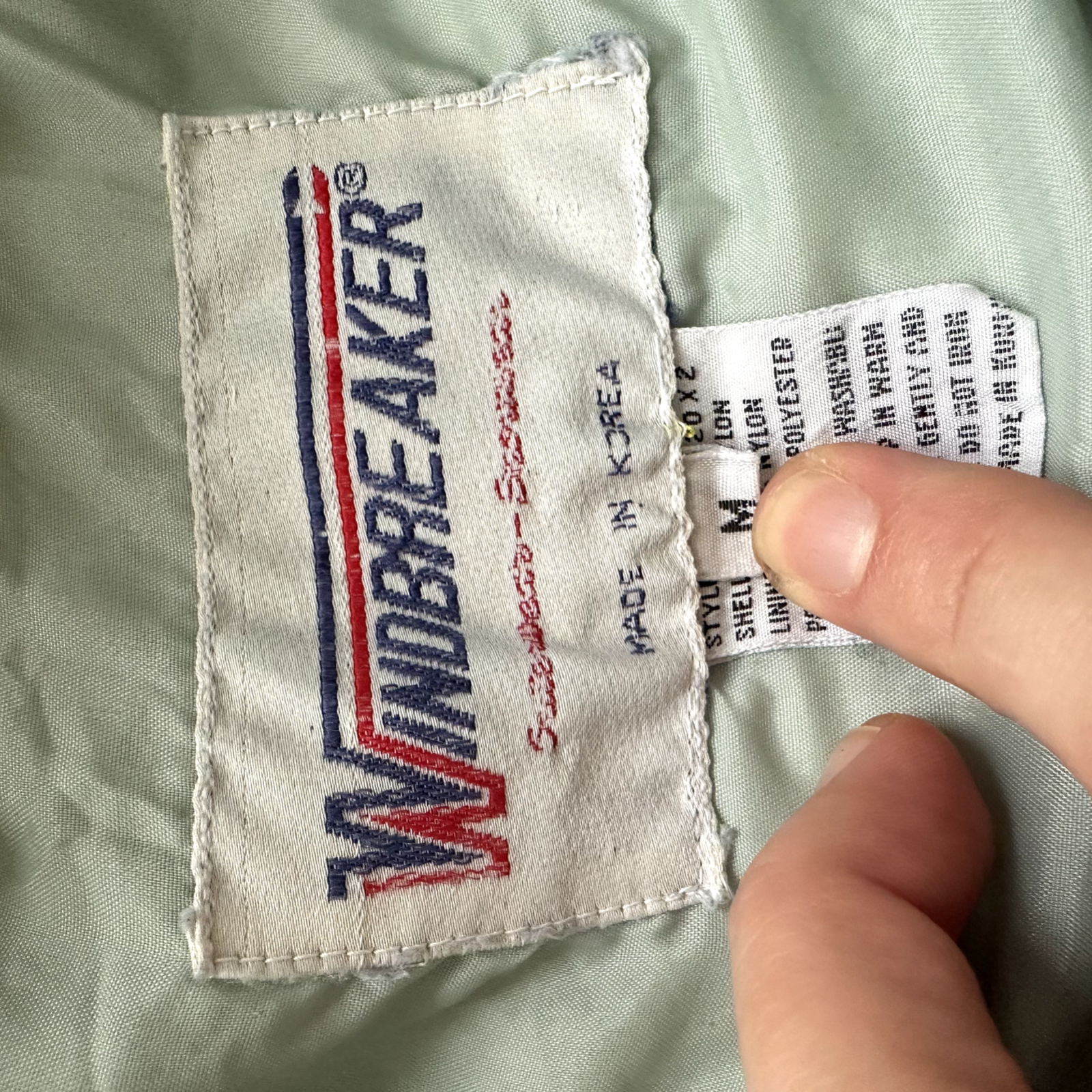 Vtg Windbreaker Vest Outerwear-Sportswear M Green Nylon Down Made In Korea 80s