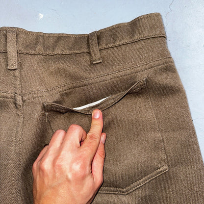 Levis 70s USA 517 36x30 Bootcut Pants Brown Polyester Slacks Vintage 35x30