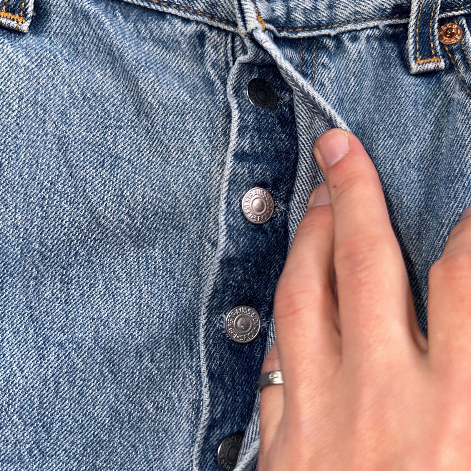 Levis 501 Vintage 90s USA XX Straight Leg Jeans Blue Light Wash 34x30 Act 31x29