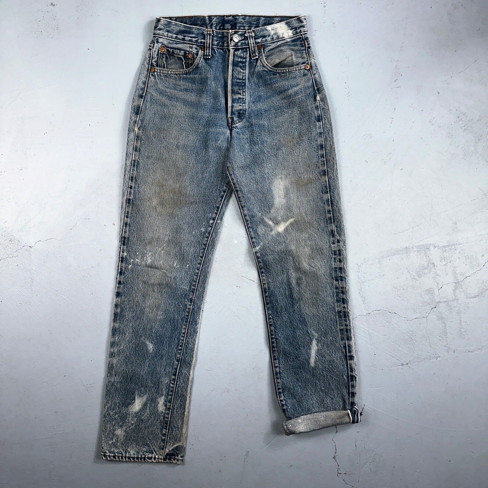 Levis 501 Vintage 80s Redline Selvedge USA XX Jeans Med Wash 28x34 Act 26x30