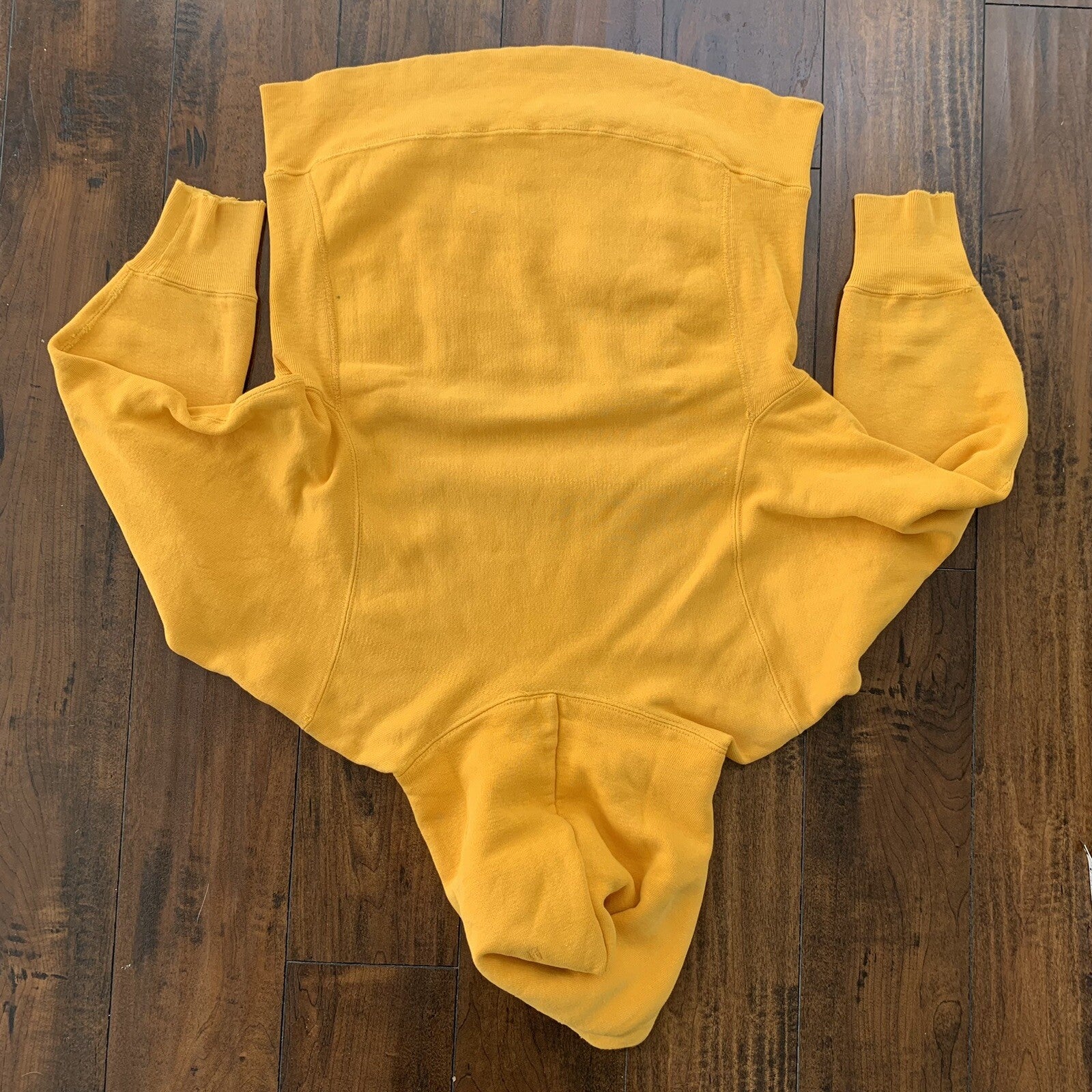 Vintage 70s Champion USA Reverse Weave Sweatshirt Hoodie Basic Blank Yellow 60s