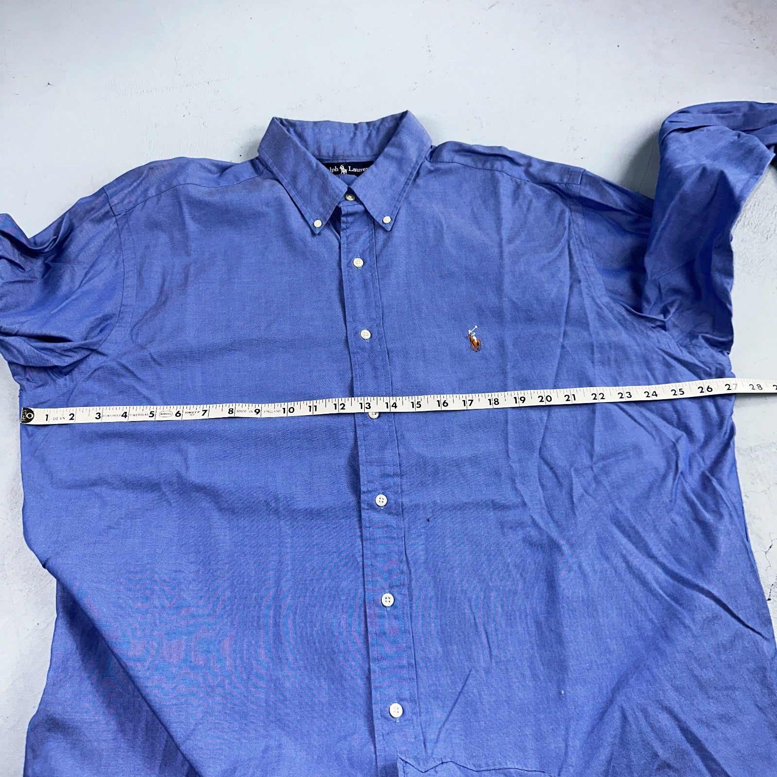 Ralph Lauren Shirt Mens 17.5 Long Sleeve Button Up Pony Yarmouth Cotton