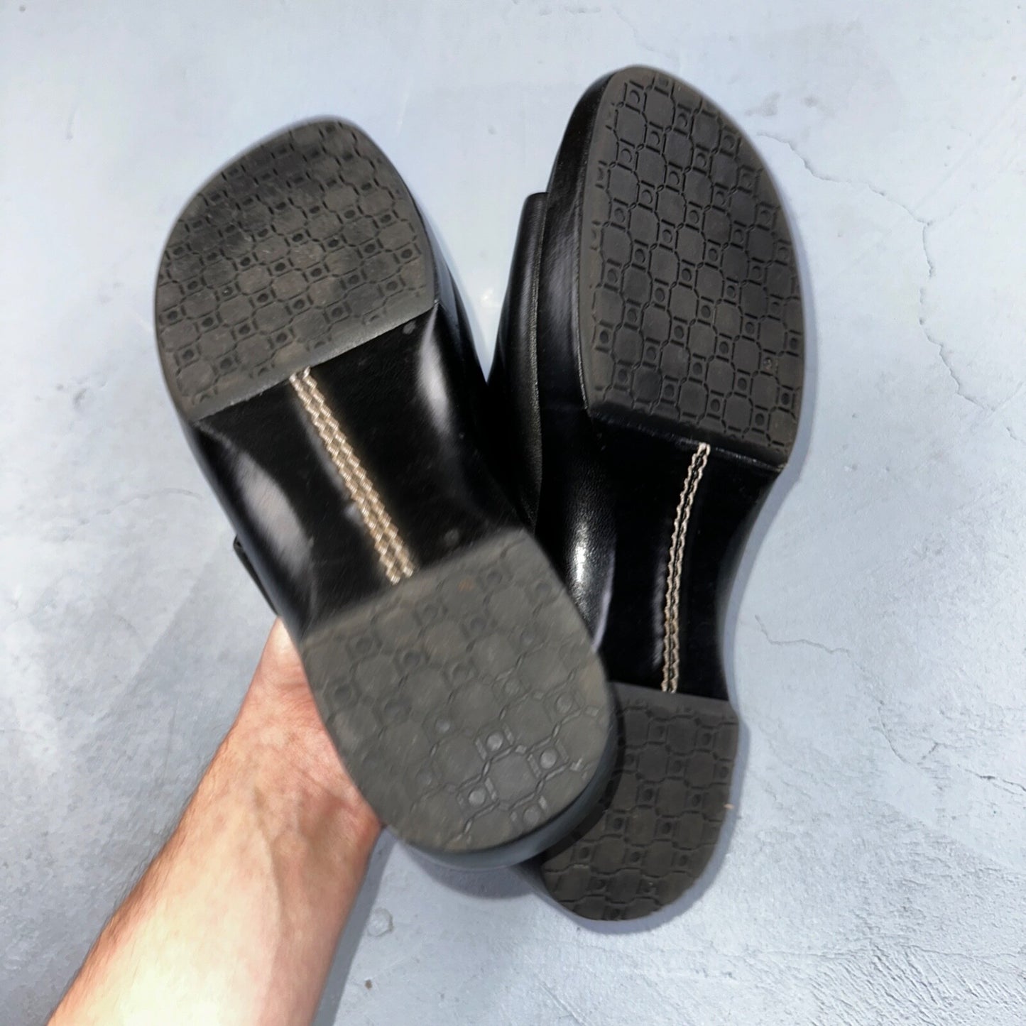 Cherokee Sandals Womens 8.5 Thong Black Leather Toe-Post Casual Comfort VTG Y2K