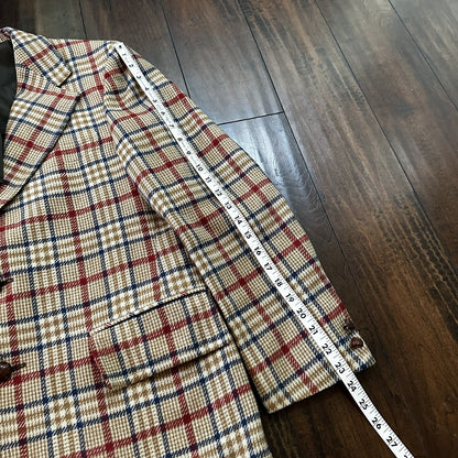 1960s 1970s Tan Pinstripe VTG Suit Jacket Sportcoat 40 Wool Checker Rockabilly