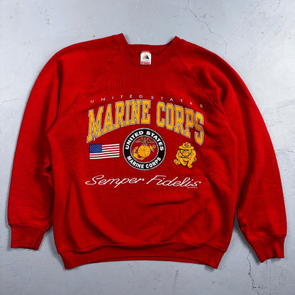 USMC Marine Corp USA VTG 90s Sweatshirt Crewneck Red Semper Fidelis FOTL Rare