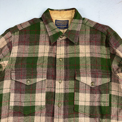 Pendleton VTG BR Baker Shirt Plaid 100% Wool Button Down Size M Plaid 1950s Camp