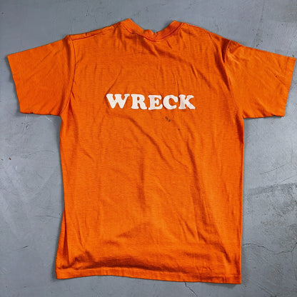 Wreck 1970s Sport VTG T Shirt Letters 70s Number 10 Orange Single Graphic Text