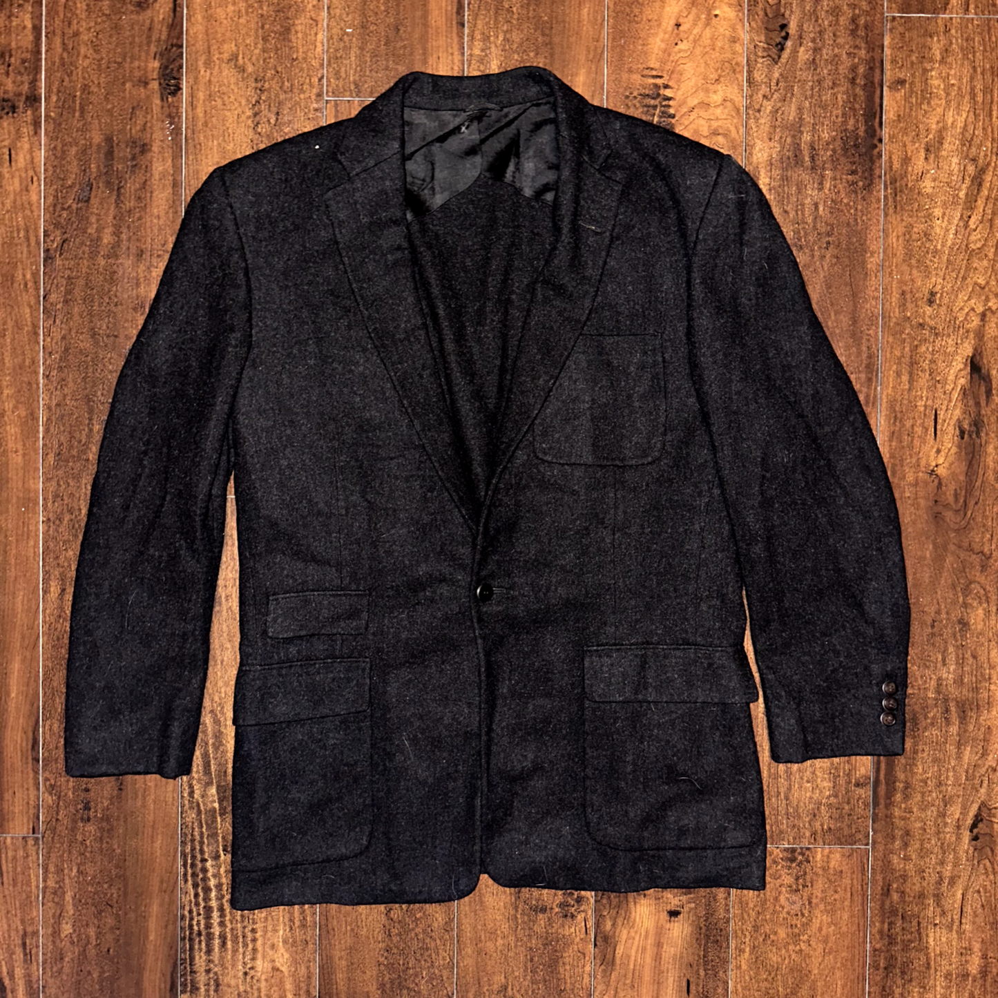 VTG 60s Amalgamated Union Made USA Wool Jacket Suit 42 1960s Blazer Black