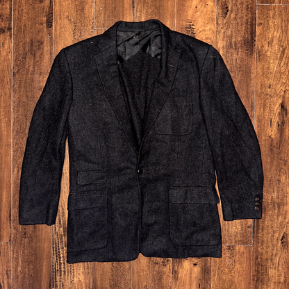 VTG 60s Amalgamated Union Made USA Wool Jacket Suit 42 1960s Blazer Black