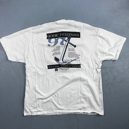 Oneita Portland Oregon 90s VTG T Shirt Single Stitch Compass Hiking Rose 1997