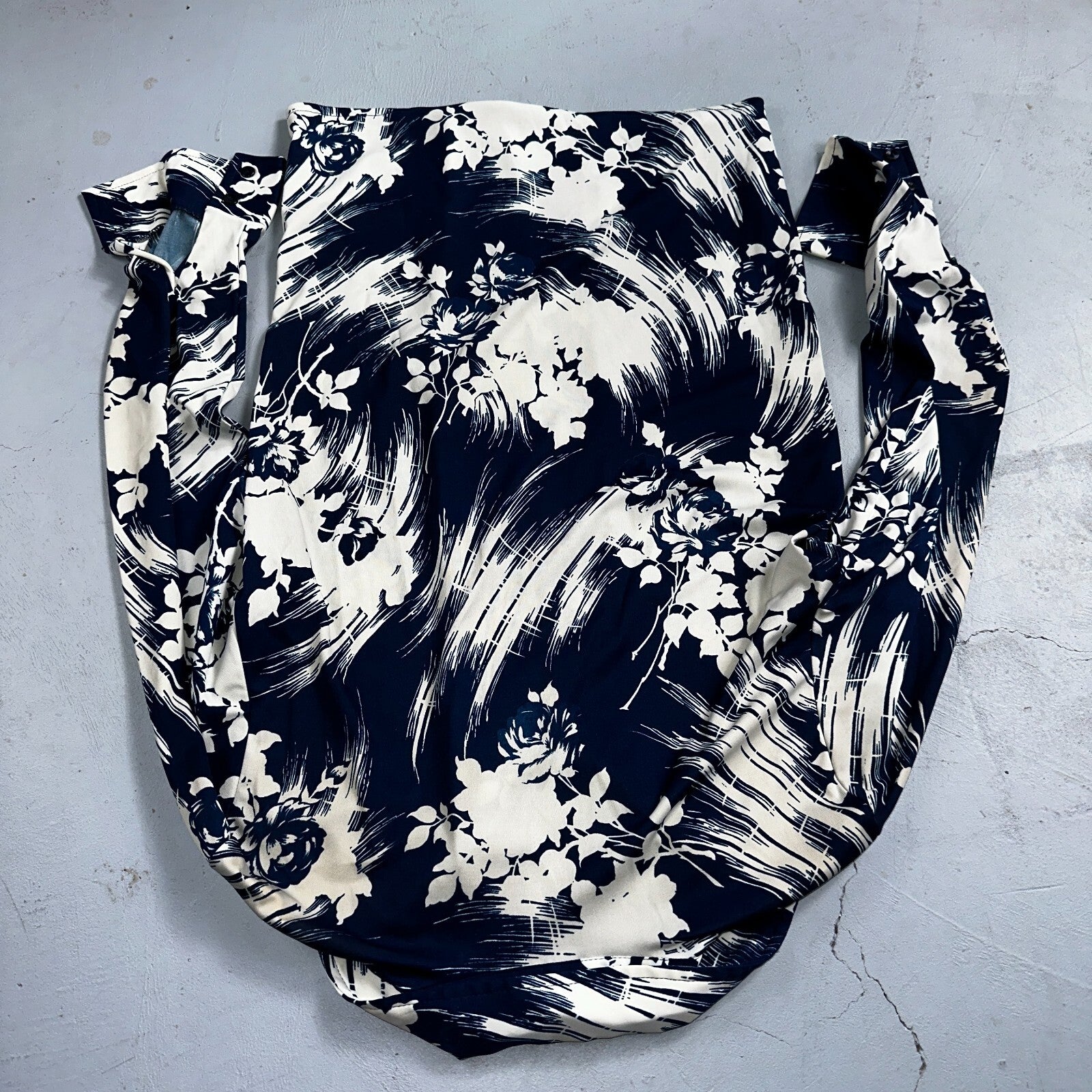 1970s Hawaiian Long Sleeve Floral Waves Button Down Shirt Medium 70s Rockabilly