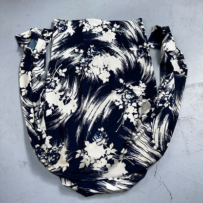 1970s Hawaiian Long Sleeve Floral Waves Button Down Shirt Medium 70s Rockabilly