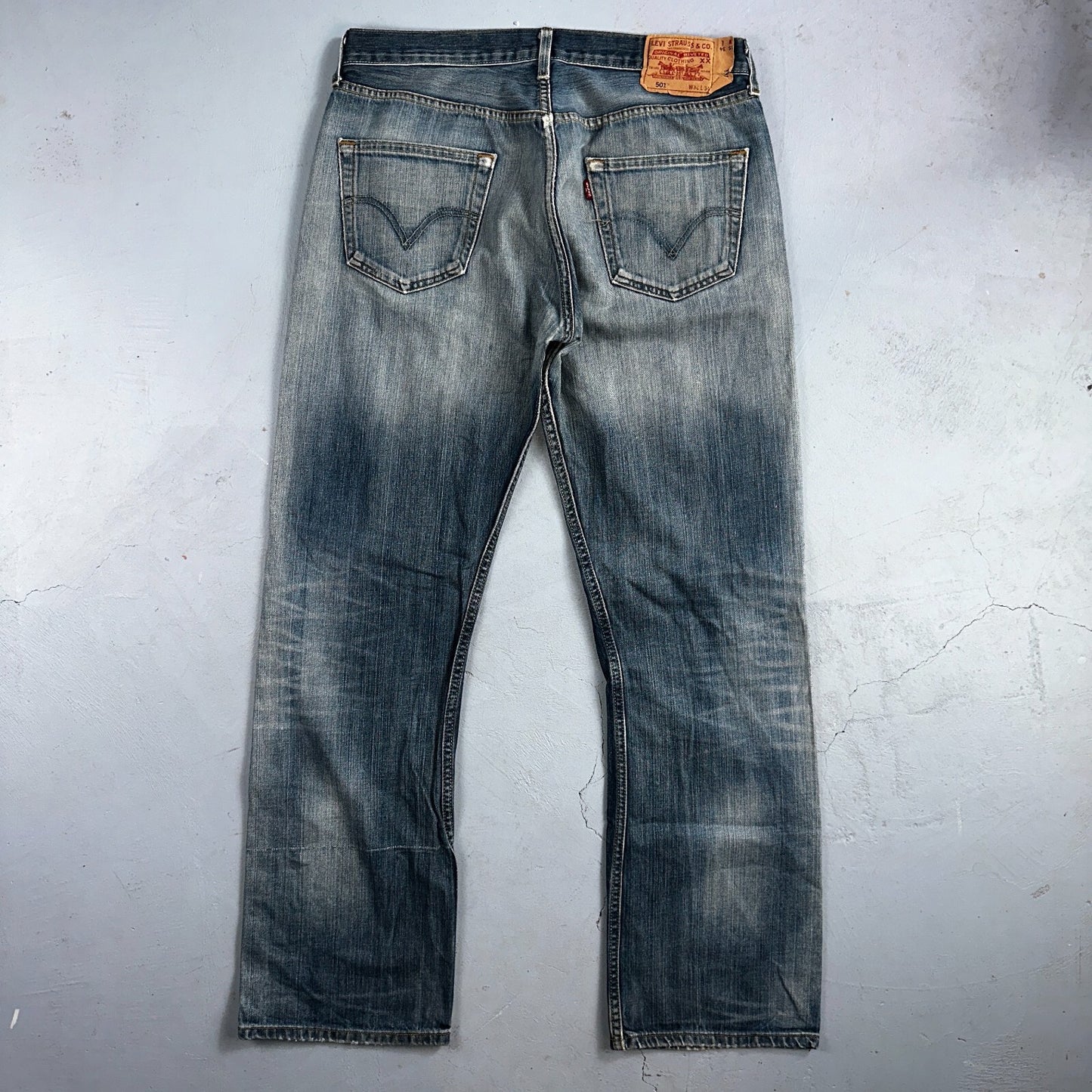 Levis 501 Vintage Y2K XX Straight Leg Jeans Blue Crazy Wash 36x34 Act 34x31