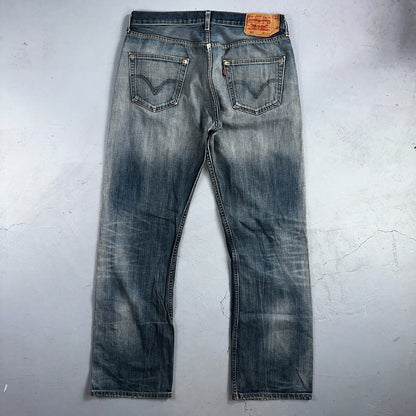Levis 501 Vintage Y2K XX Straight Leg Jeans Blue Crazy Wash 36x34 Act 34x31