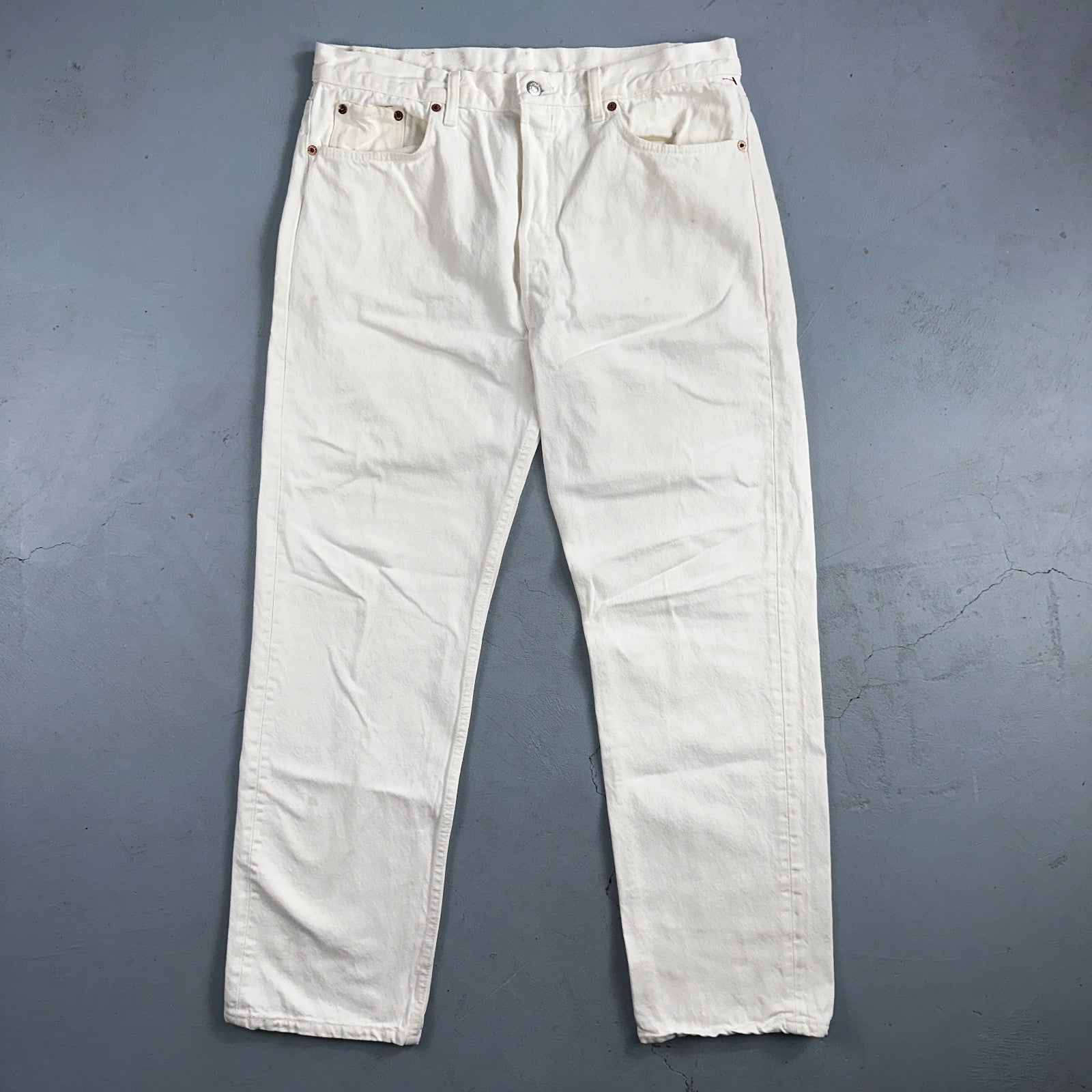 Levis 501 Vintage 80s USA XX Straight Leg Jeans White Light Wash 38x32 Act 35x31