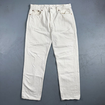 Levis 501 Vintage 80s USA XX Straight Leg Jeans White Light Wash 38x32 Act 35x31