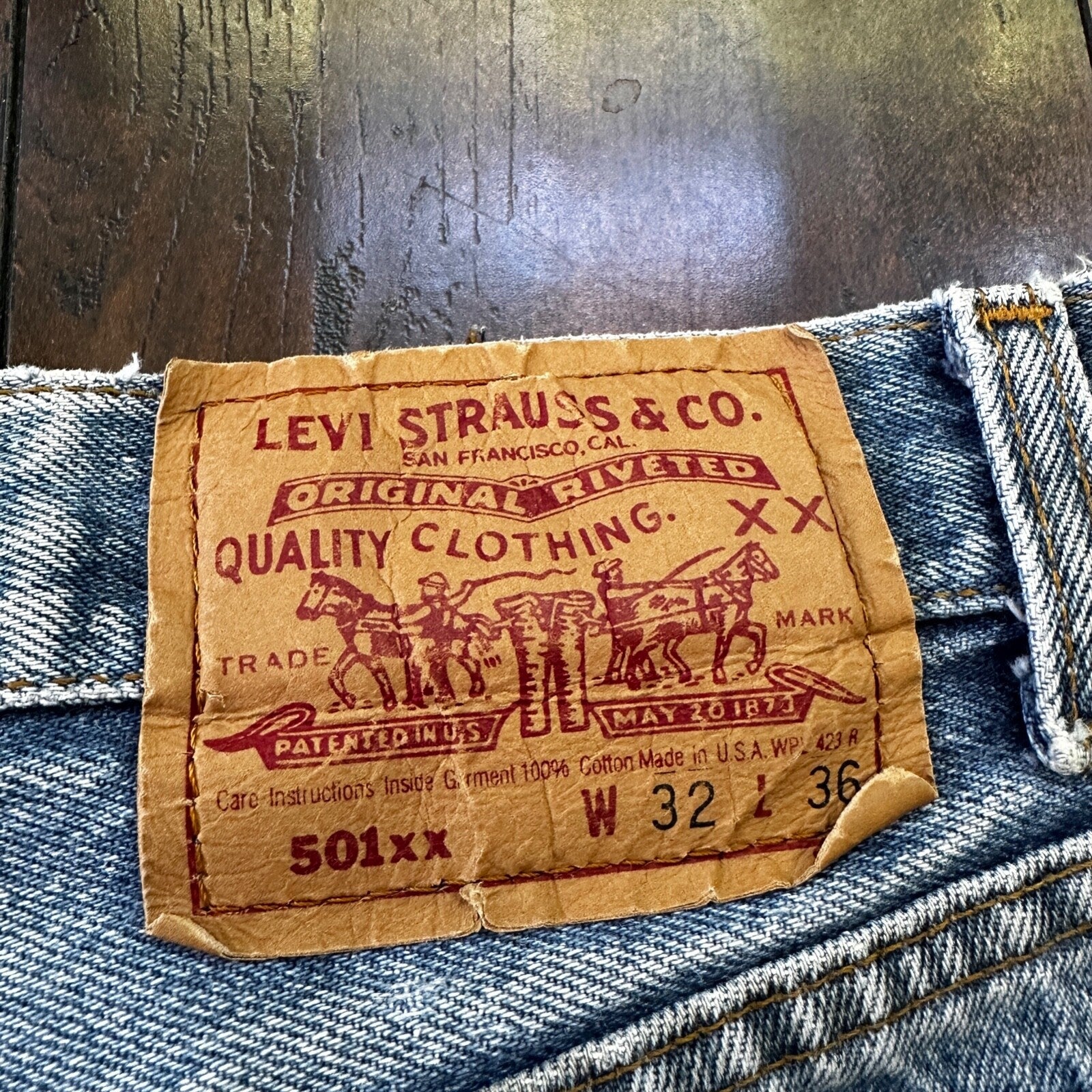 Levis 501 Vintage 90s Straight Leg XX USA Jeans 32x36 Thrashed Wash Act 30x31