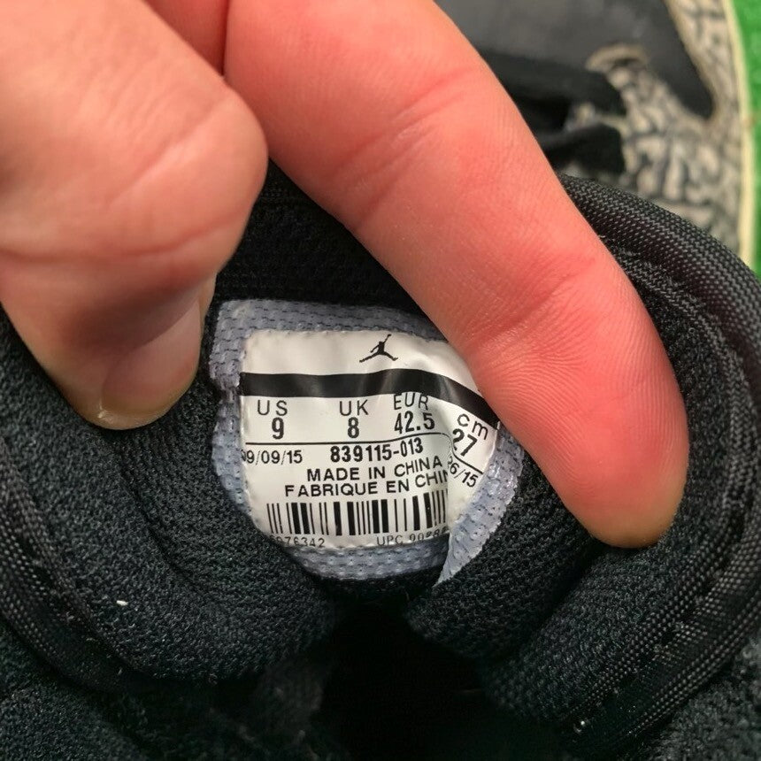 Nike Jordan 1 Retro High 839115-013 Black Cement Elephant Supreme 9 1985 Vintage
