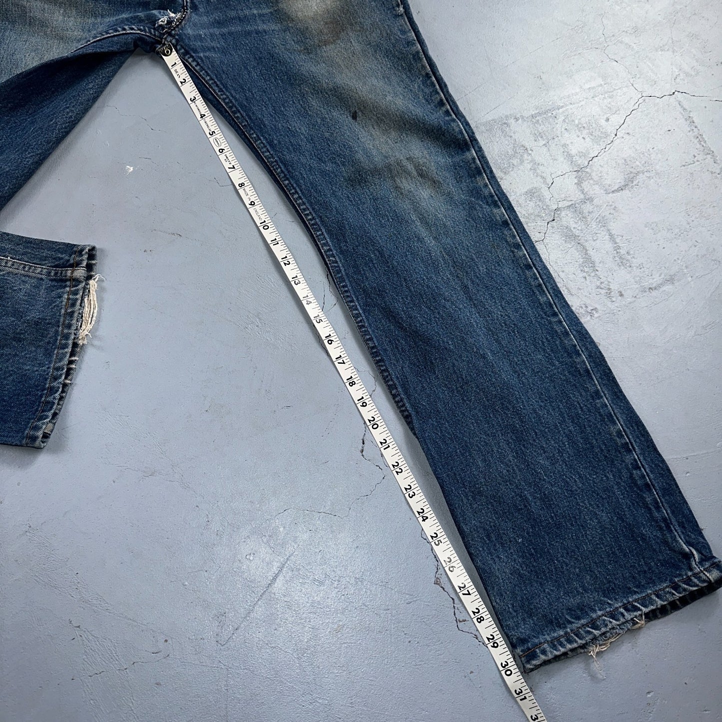 Levis 517 Vintage 90s Canada Orange Tab Bootcut Flare Blue Worn Jeans Act 33x30