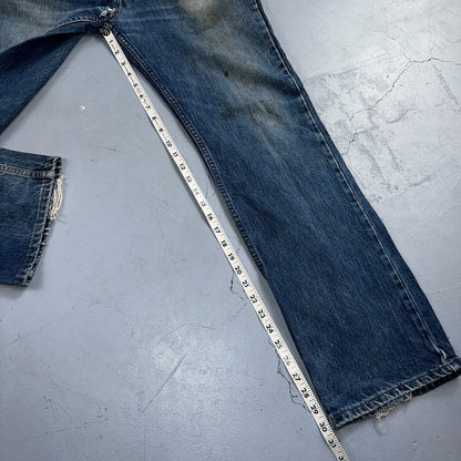 Levis 517 Vintage 90s Canada Orange Tab Bootcut Flare Blue Worn Jeans Act 33x30