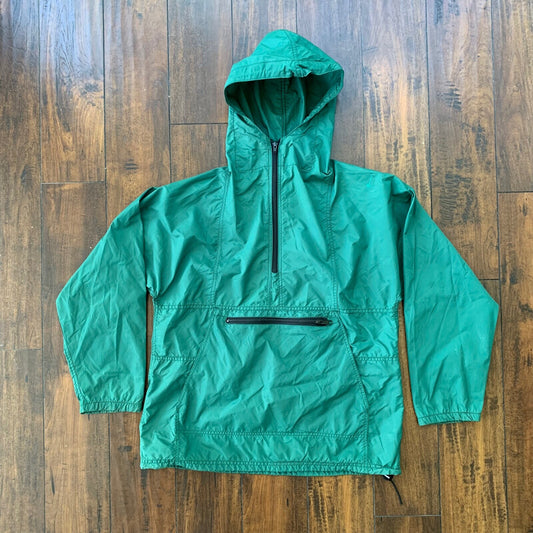 Vintage LL Bean Half Zip Anorak Jacket Mens Size L Forest Green Made In USA 90s