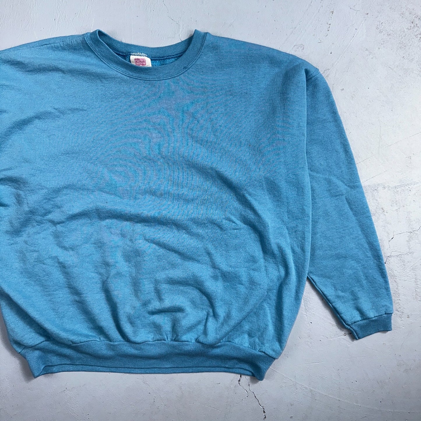 Vintage Crew Neck Sweatshirt 90s Women's Pullover Sweater Blue Hanes Her Way L