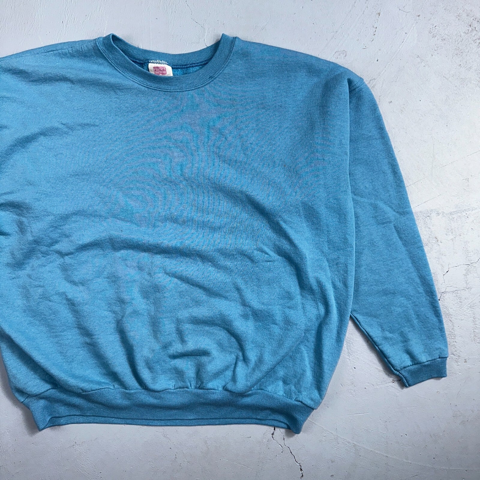 Vintage Crew Neck Sweatshirt 90s Women's Pullover Sweater Blue Hanes Her Way L