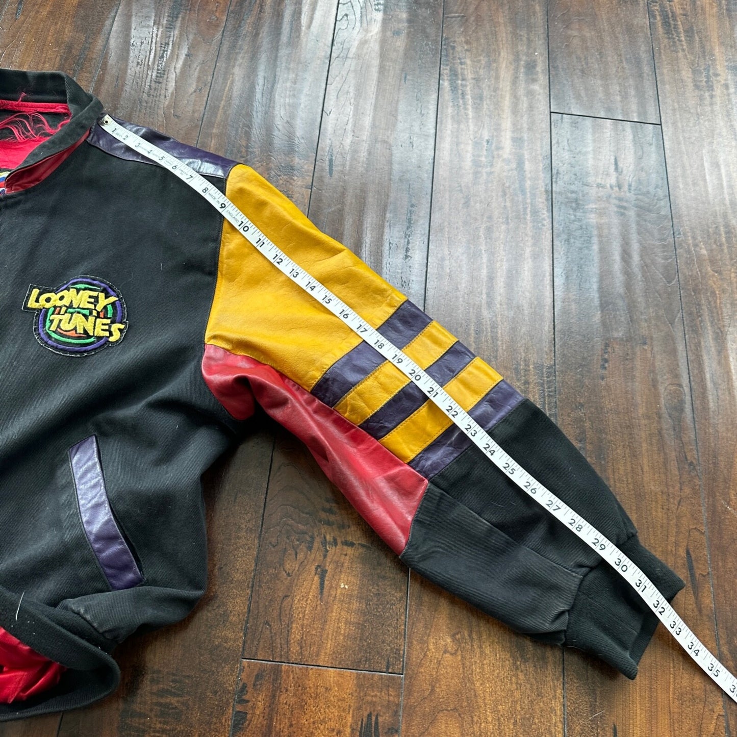 VTG 1992 Jeff Hamilton Looney Tunes Leather Canvas Jacket XL 90s Rap Cartoon Art