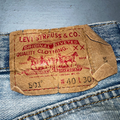 Levis 501 Vintage 90s Mexico Straight Leg Jeans Blue Light Wash 40x30 Act 40x28