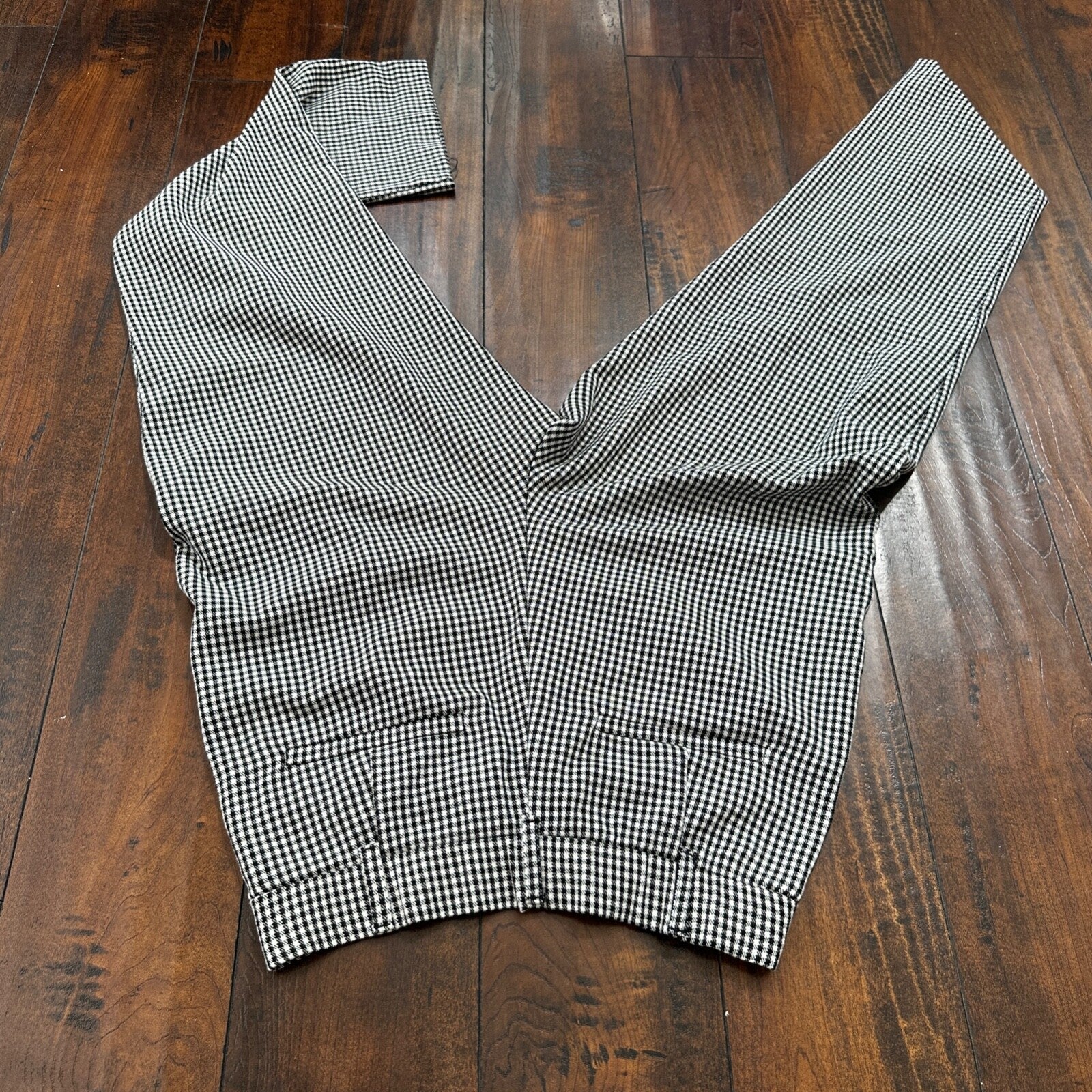 Zara Trf Collection Womens Plaid Checker BLACK White Dress Pants Sz S