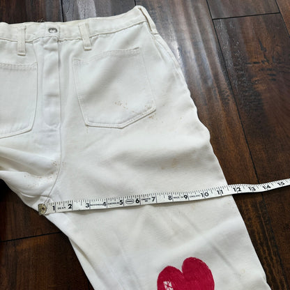 VTG 1960s Rockabilly 26x27 USA Hand Drawn Political No Nukes White Art Pants 60s